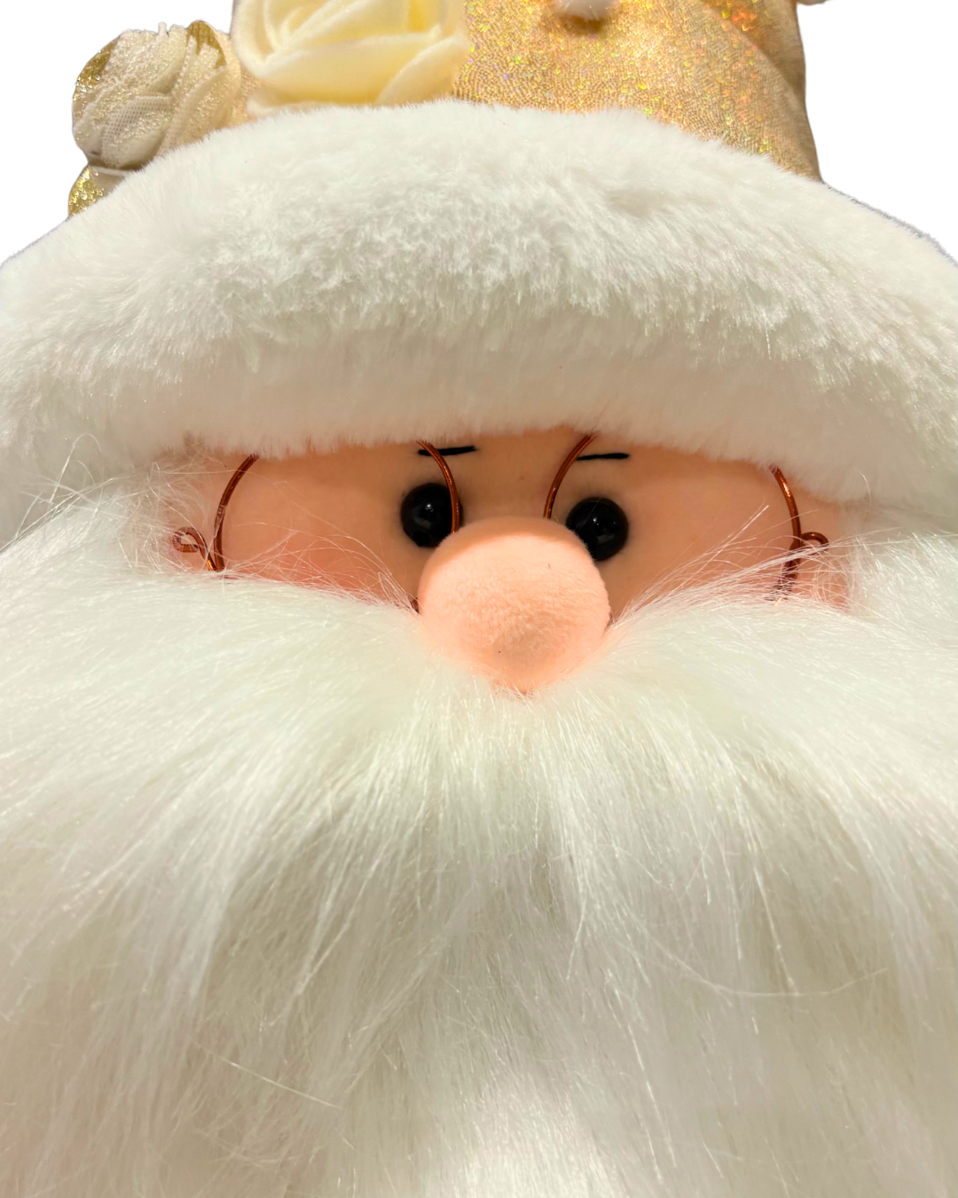 rostro de muñeco de navidad dorado